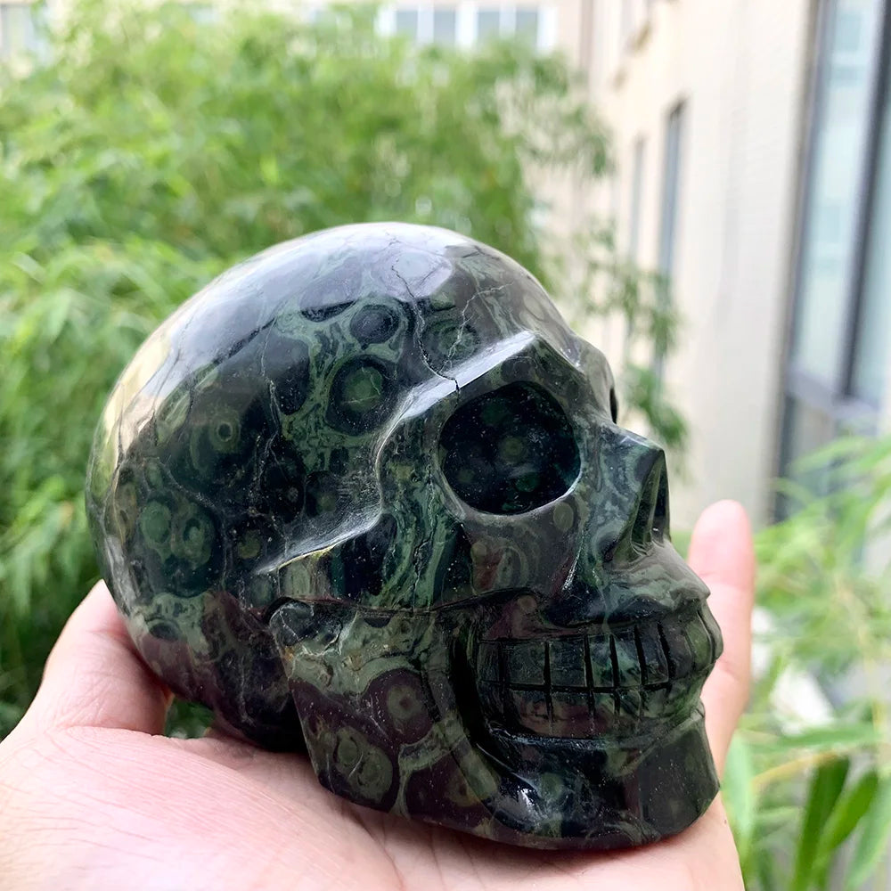 Natural Mineral Stone Kambaba Jasper Skull Hand Carved Healing Crystals Home Decor Collection Holiday Gifts-ToShay.org