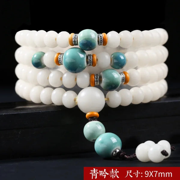 White Jade Bodhi Root Bracelet-ToShay.org