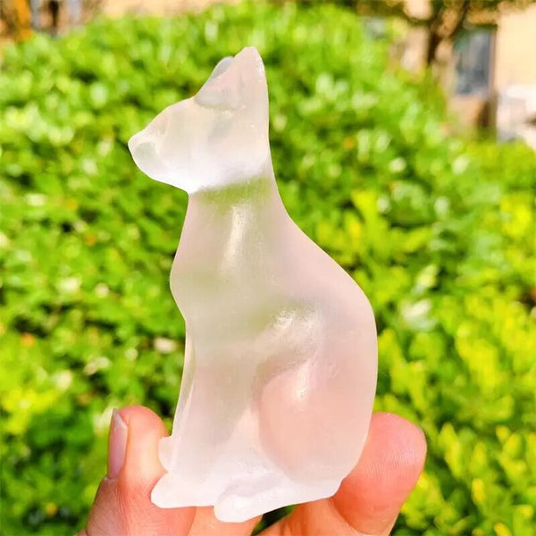 White Selenite Egyptian Cat Statues-ToShay.org