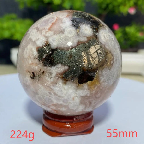 Pink Cherry Blossom Agate Ball-ToShay.org