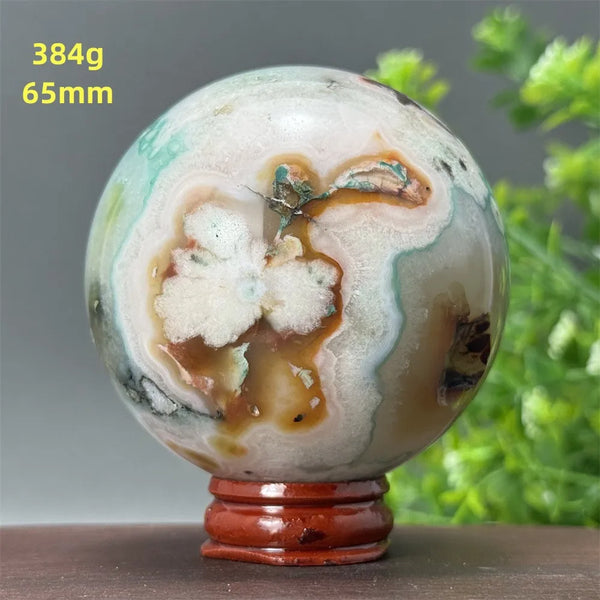 Green Cherry Blossom Agate Ball-ToShay.org