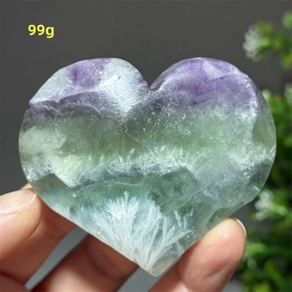 Green Feather Fluorite Heart-ToShay.org