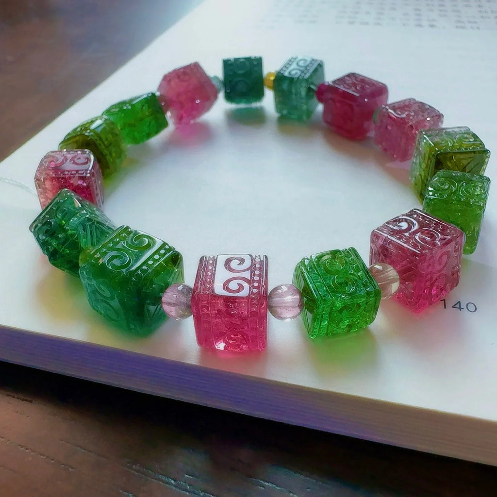 Pink Green Tourmaline Bracelet-ToShay.org