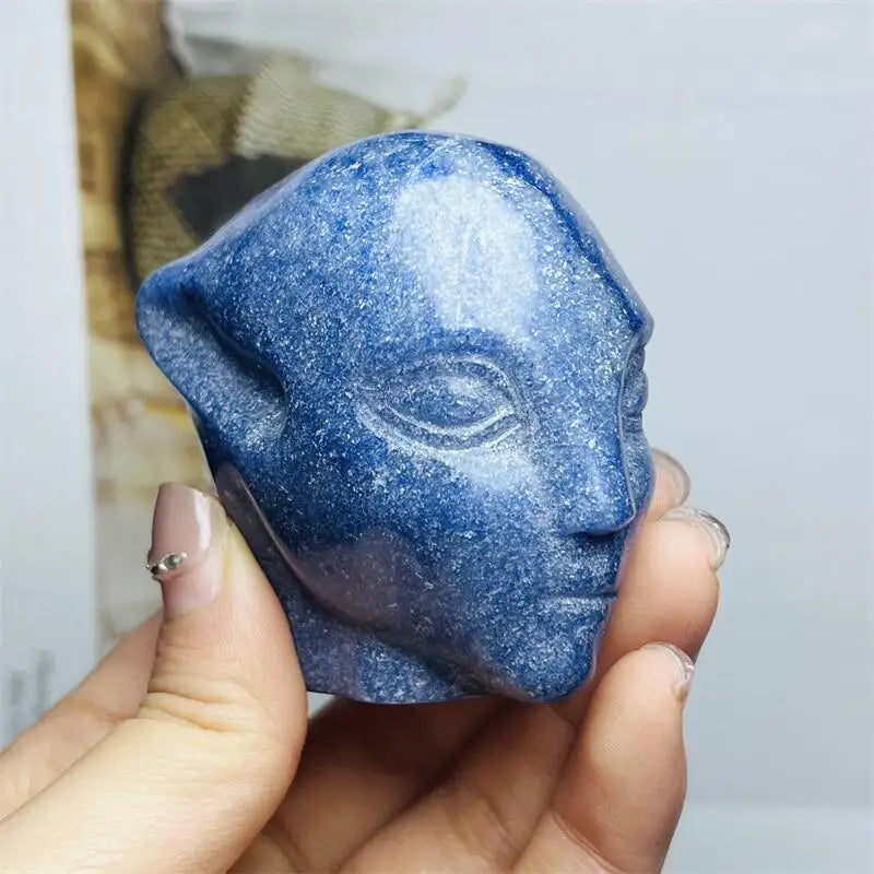 Blue Aventurine Alien Skull-ToShay.org