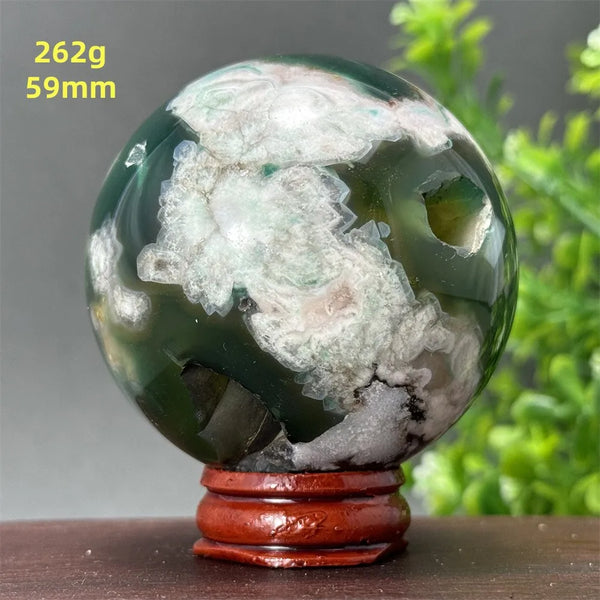 Green Cherry Blossom Agate Ball-ToShay.org
