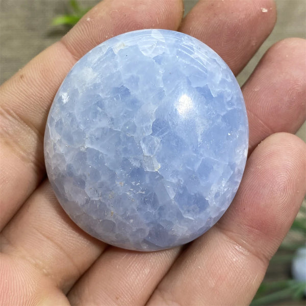 Blue Celestine Palm Stone-ToShay.org