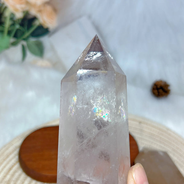 Clear Rainbow Quartz Crystal Tower-ToShay.org