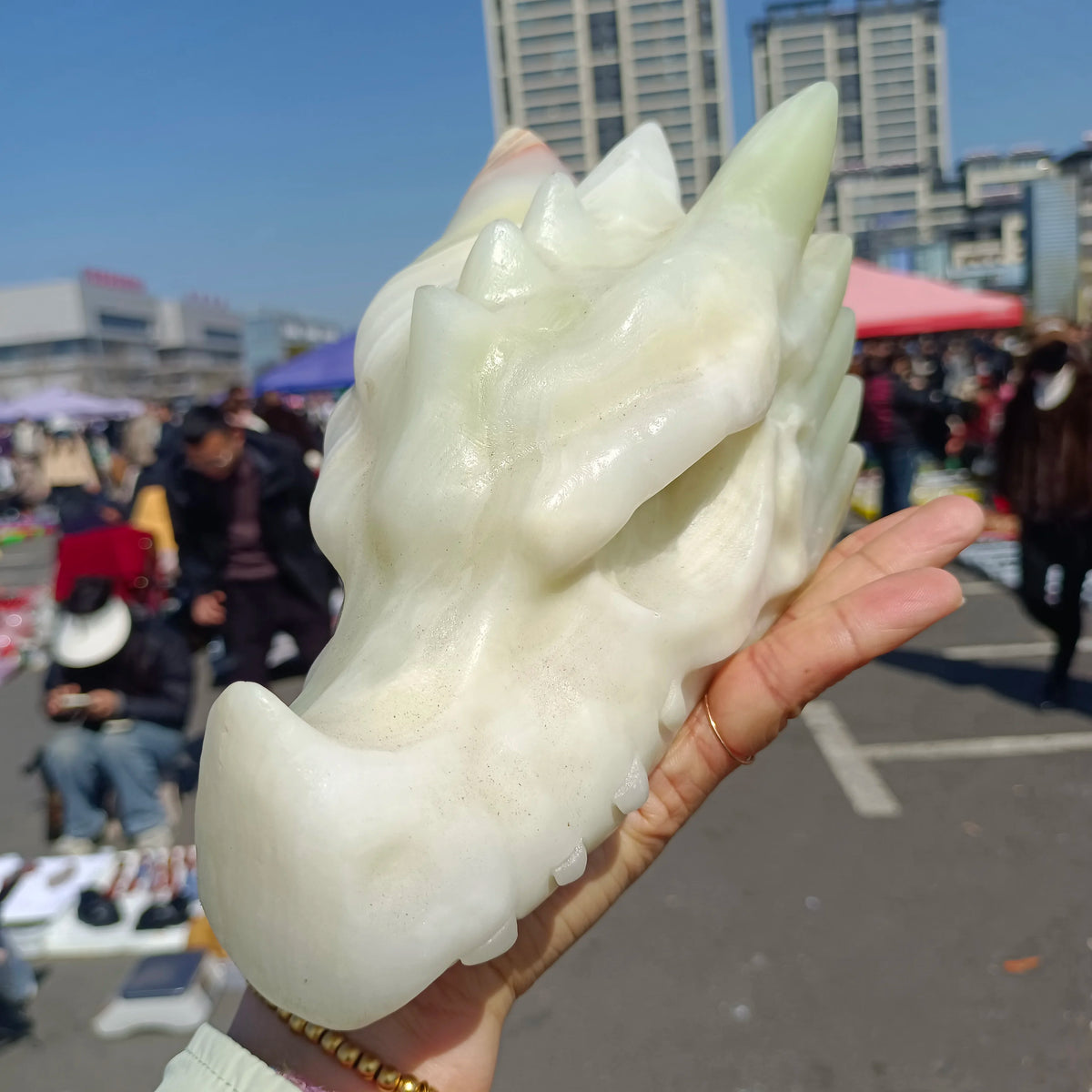 White Jade Dragon Head-ToShay.org