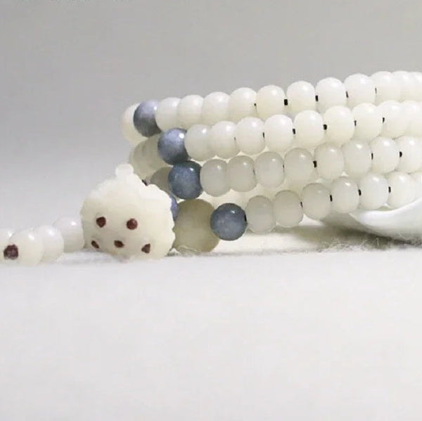 White Bodhi Root Lotus Mala-ToShay.org