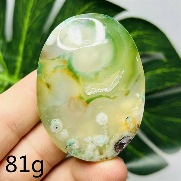 Green Flower Agate Palm Stone-ToShay.org