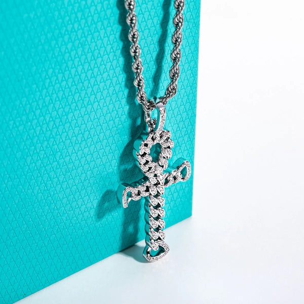 Silver Diamond Ankh Cross-ToShay.org