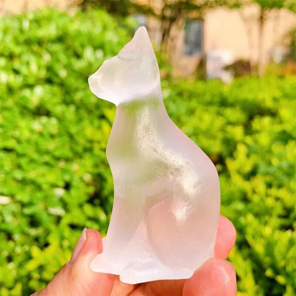 White Selenite Egyptian Cat Statues-ToShay.org