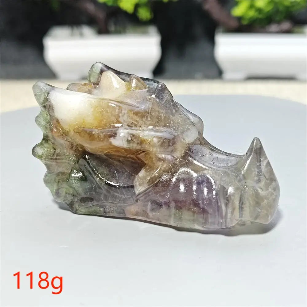 Rainbow Fluorite Dragon Skull-ToShay.org
