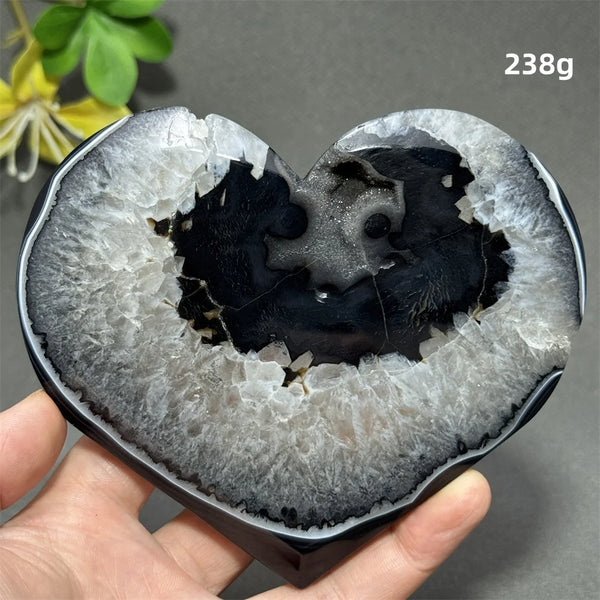 Black Agate Geode Heart-ToShay.org