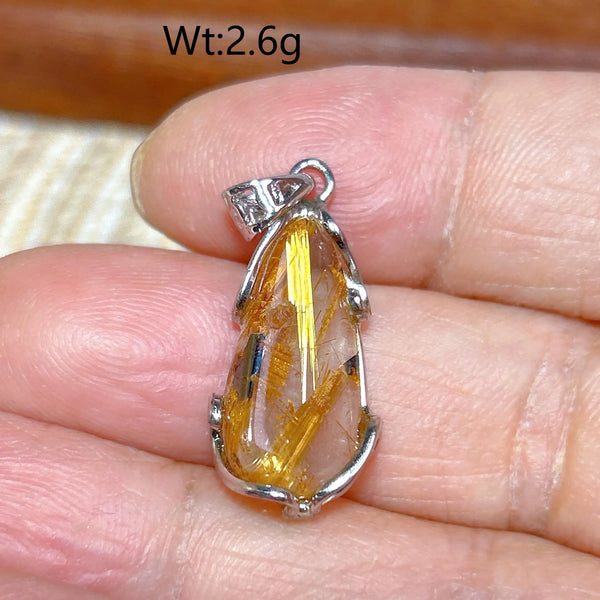 Gold Rutilated Pendant-ToShay.org