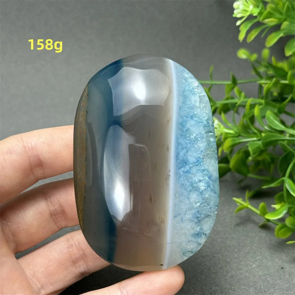 Blue Agate Palm Stone-ToShay.org