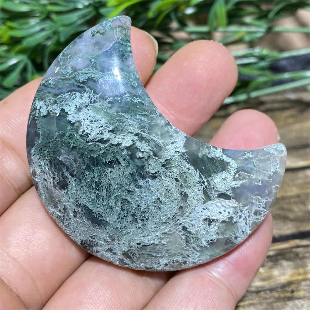 Green Moss Agate Moon-ToShay.org