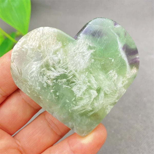 Green Feather Fluorite Heart-ToShay.org