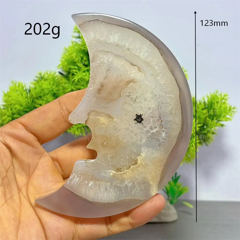 Grey Druzy Agate Moon Face-ToShay.org