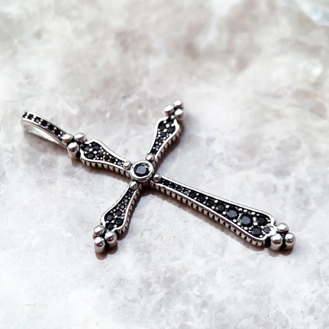 Silver Black Cross Pendant-ToShay.org