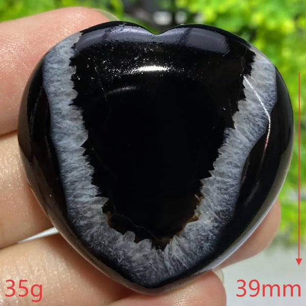Black Agate Geode Heart-ToShay.org