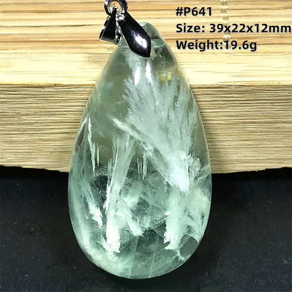 Green Feather Fluorite Pendant-ToShay.org