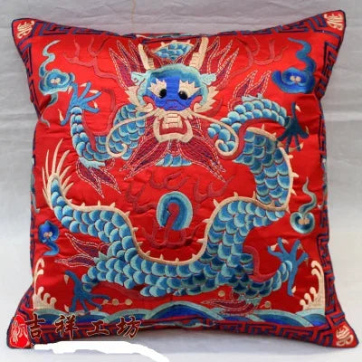 Embroidered Dragon Cushion-ToShay.org