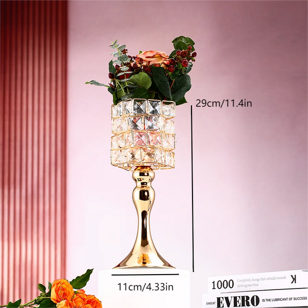 Gold Crystal Bead Candle Holder-ToShay.org
