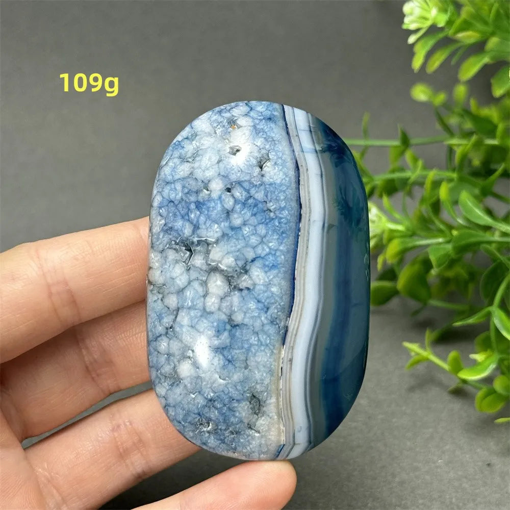 Blue Agate Palm Stone-ToShay.org