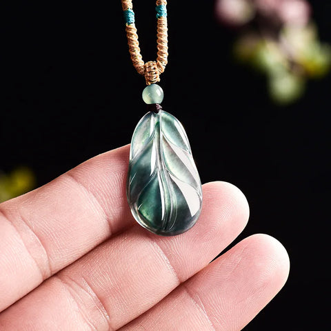 Green Jadeite Leaf Pendant-ToShay.org