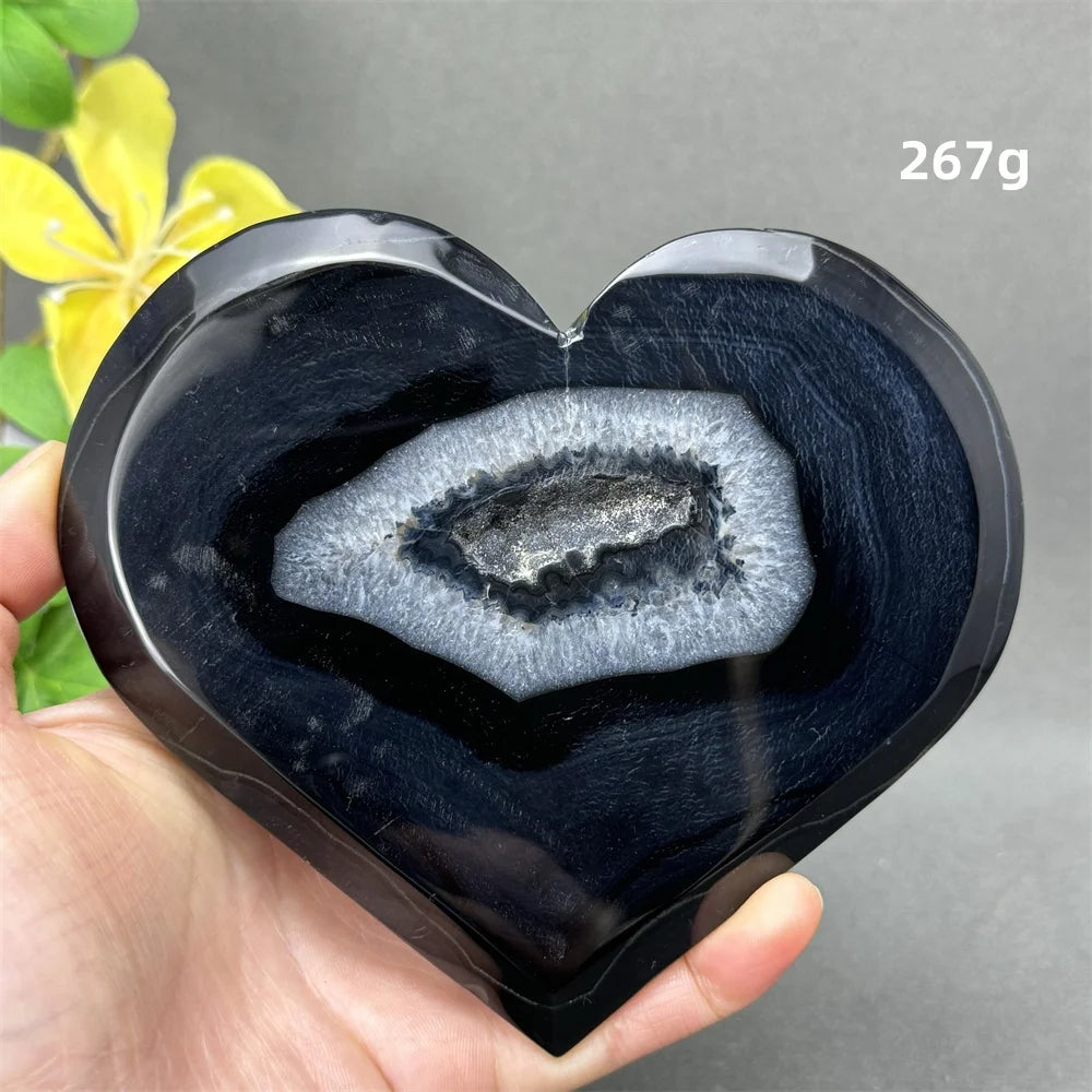 Black Agate Crystal Heart-ToShay.org