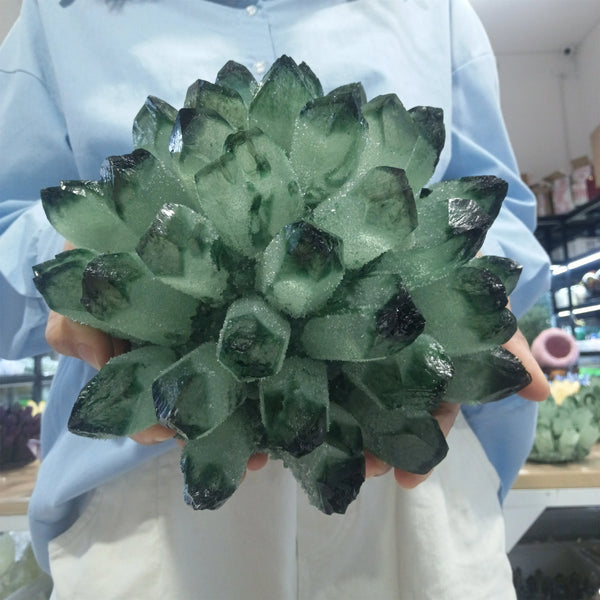 Green Phantom Crystal Cluster-ToShay.org
