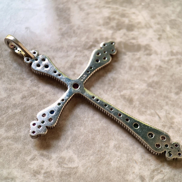 Silver Jewel Cross Pendant-ToShay.org