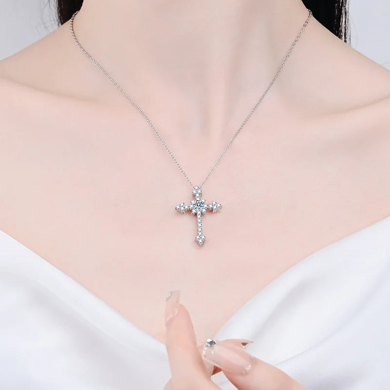 Silver Diamond Cross Pendant-ToShay.org