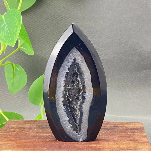 Black Agate Geode Flame-ToShay.org