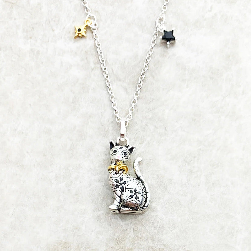 Silver Cat Pendant Necklace-ToShay.org