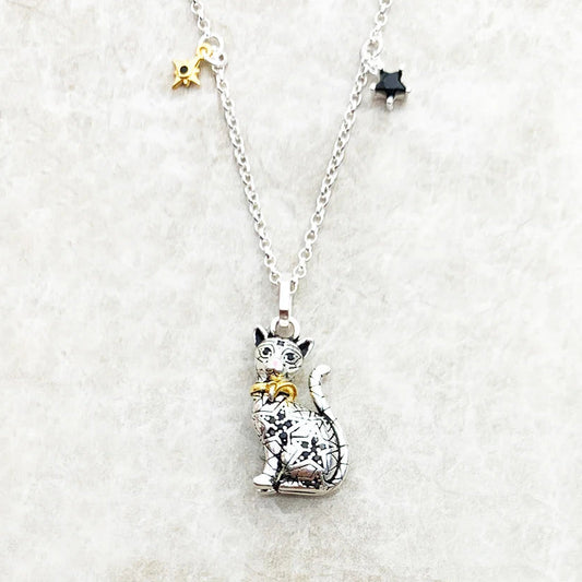 Silver Cat Pendant Necklace-ToShay.org