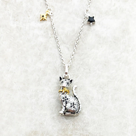 Silver Cat Pendant Necklace-ToShay.org