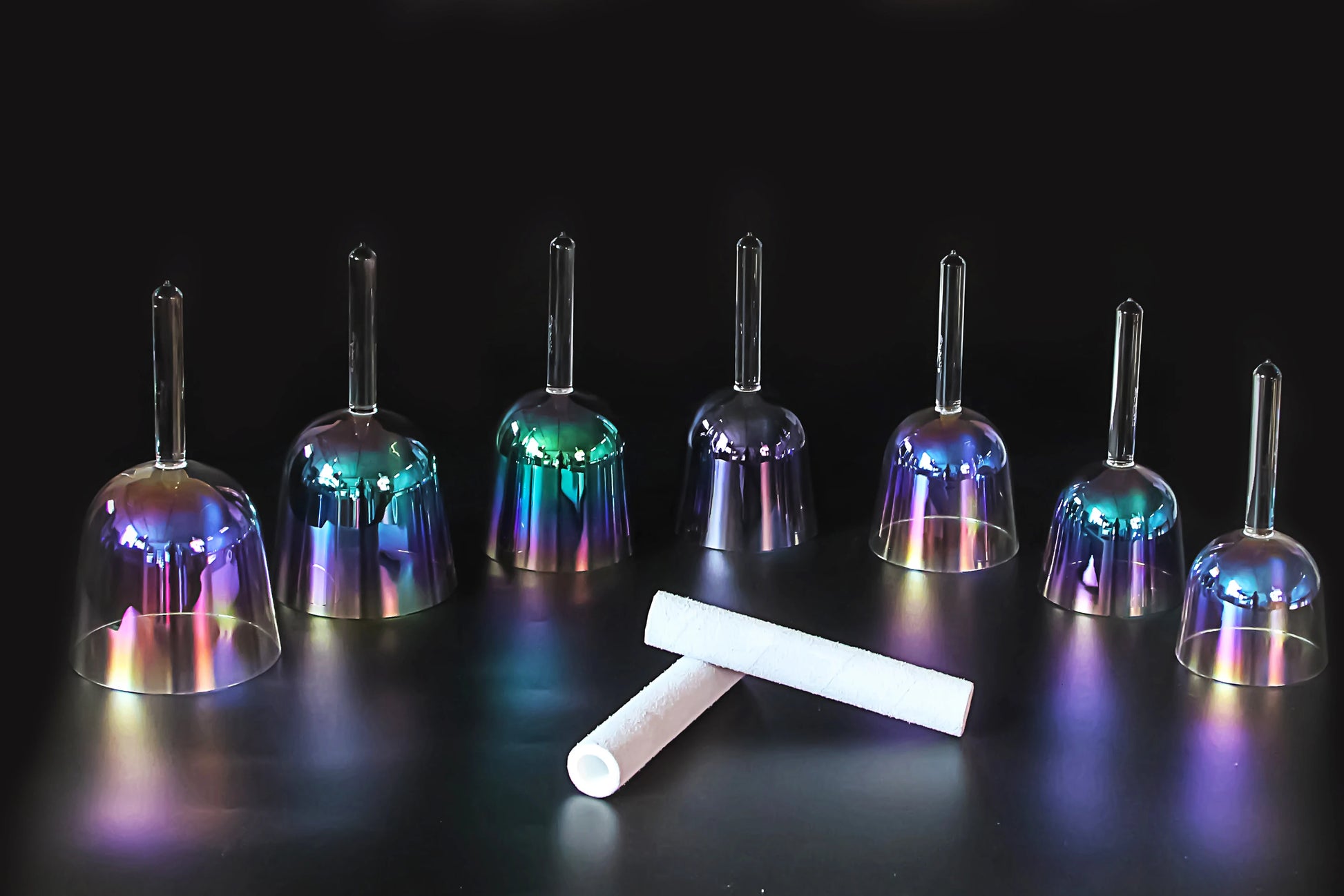 A Set of Alchemy Hand Held Crystal Singing Bowl Color Handmade 8 Tone Yoga Meditation Bowl Decompression Percussion Instrument-ToShay.org