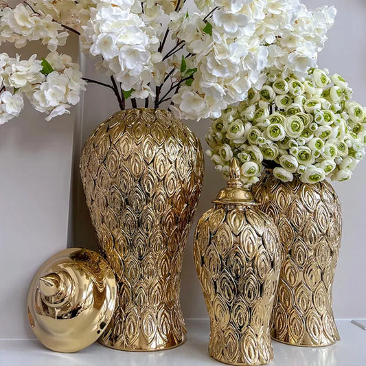 Gold Ceramic Ginger Pot-ToShay.org