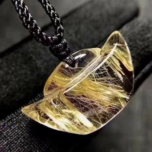 Gold Rutilated Quartz Pendant-ToShay.org