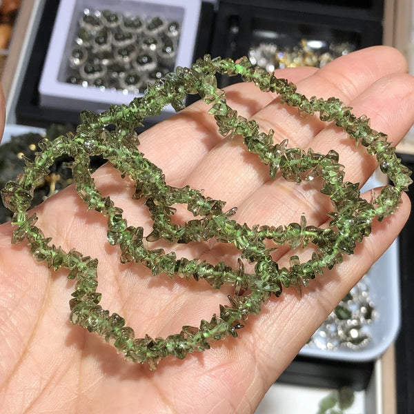 Green Moldavite Chip Beads-ToShay.org
