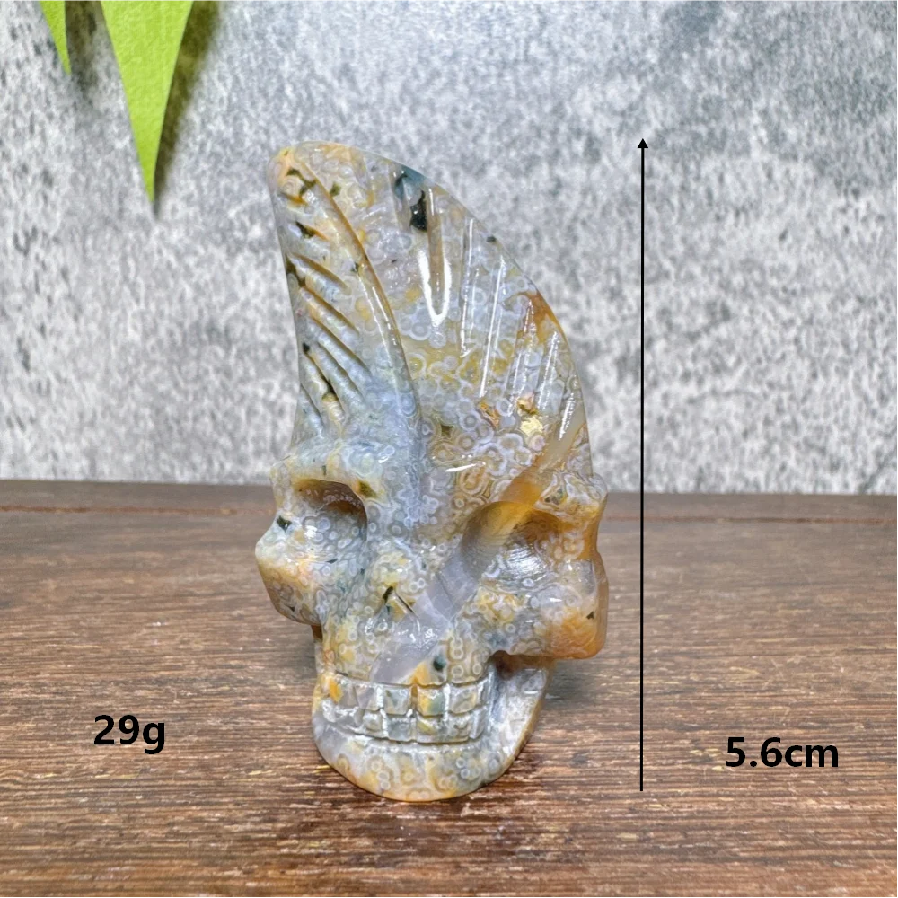Ocean Jasper Feather Skull-ToShay.org