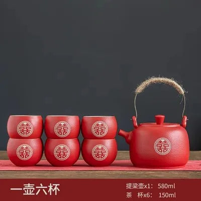 Red Ceramic Tea Set-ToShay.org