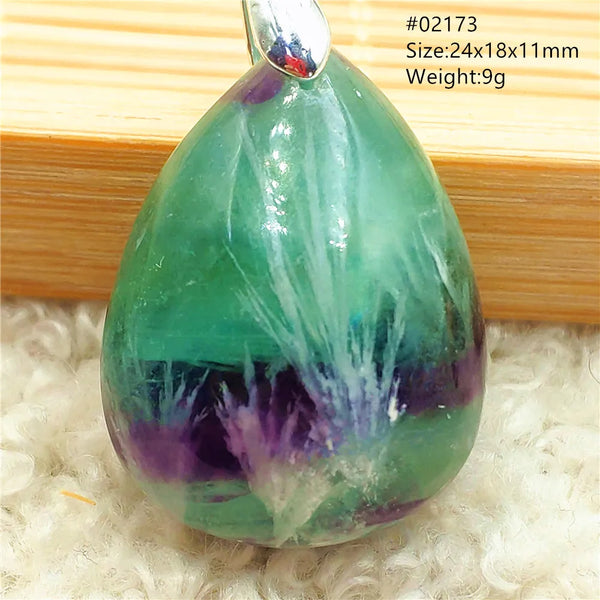 Green Feather Fluorite Pendant-ToShay.org