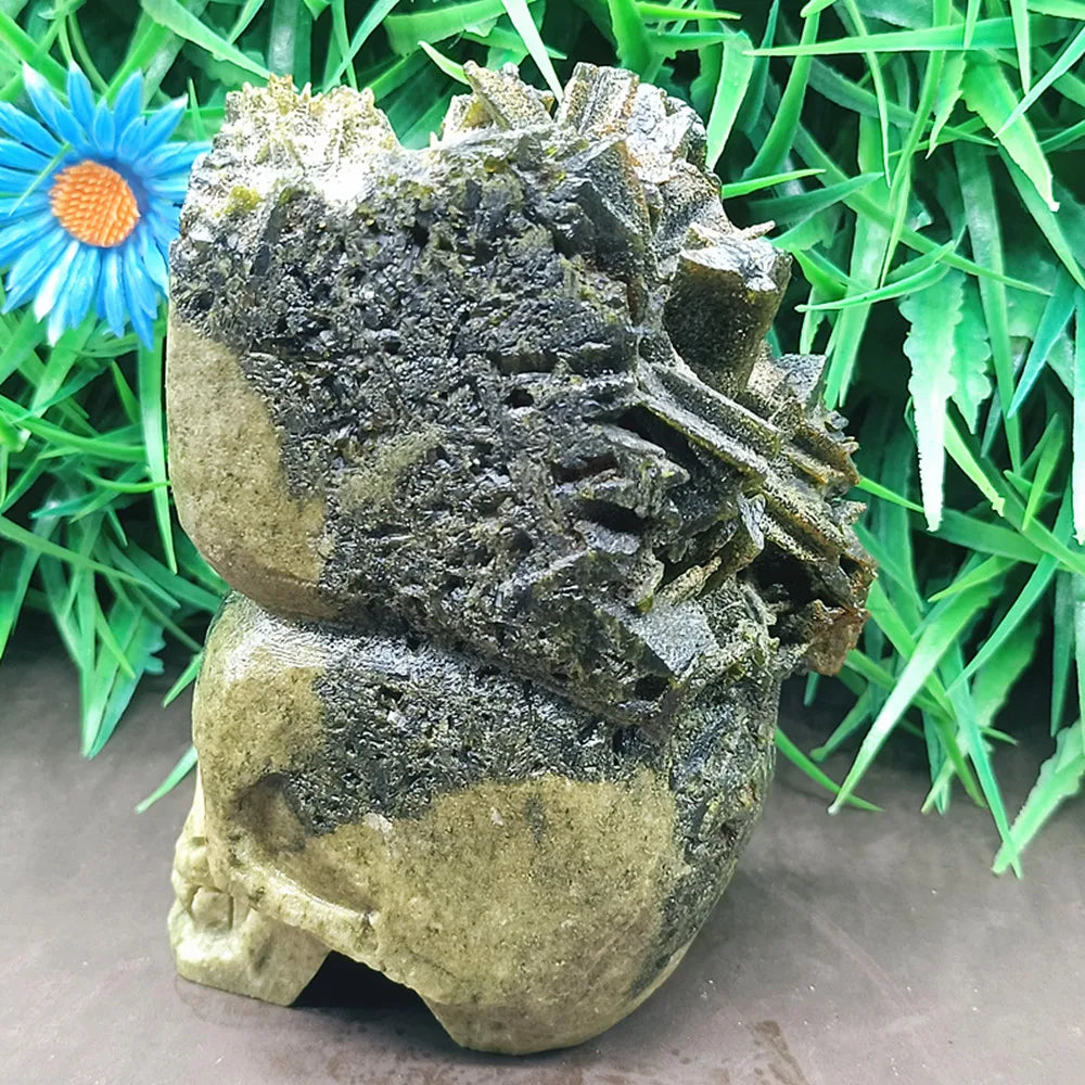 Green Crystal Cluster Skull-ToShay.org