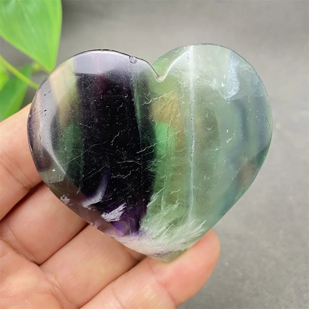 Green Feather Fluorite Heart-ToShay.org