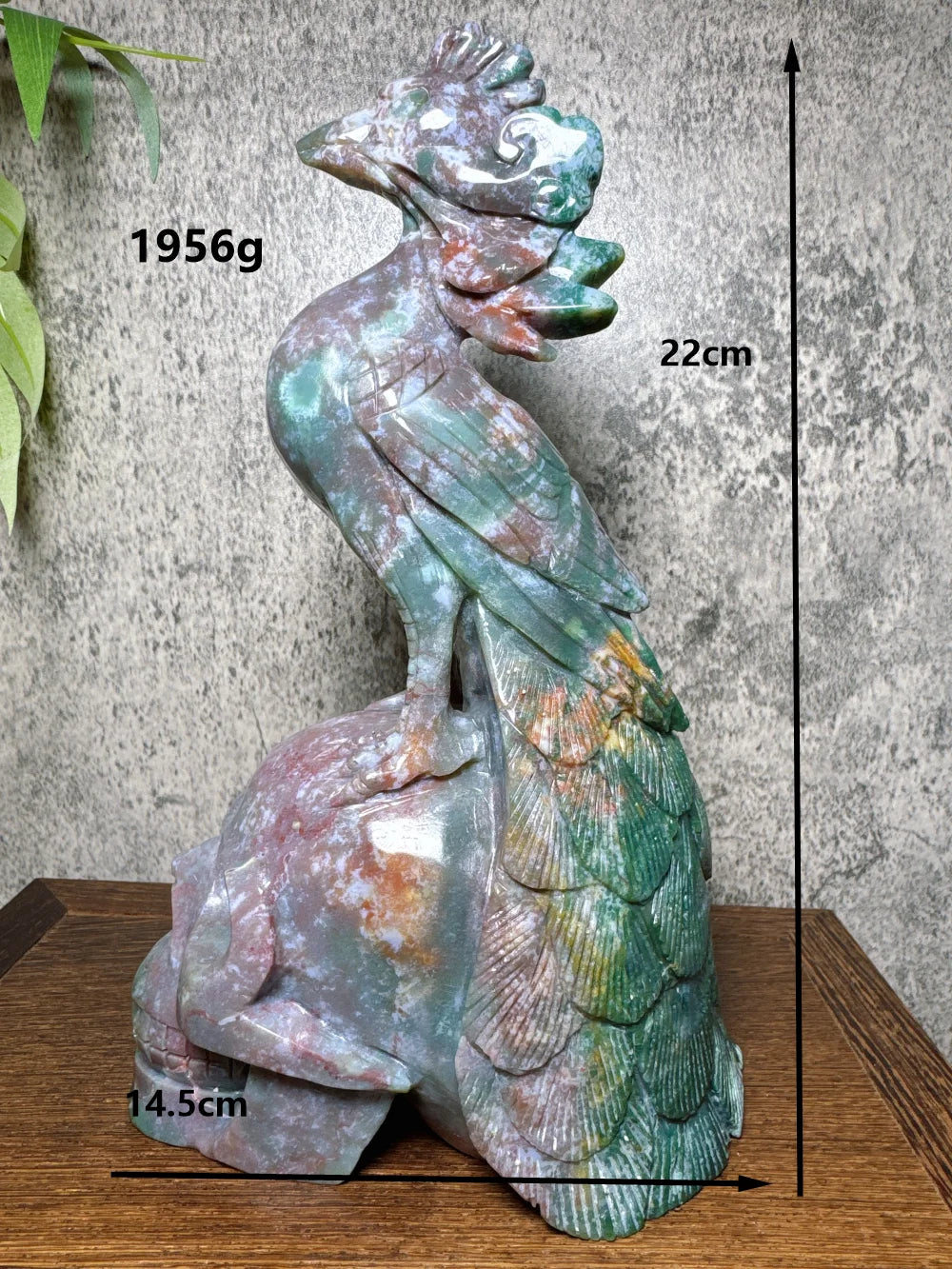 Natural Hand Carved Big Colourful Ocean Jasper Skull Phoenix Carvings Unique Stone Healing Crystal Reiki Home Scene Decoration-ToShay.org