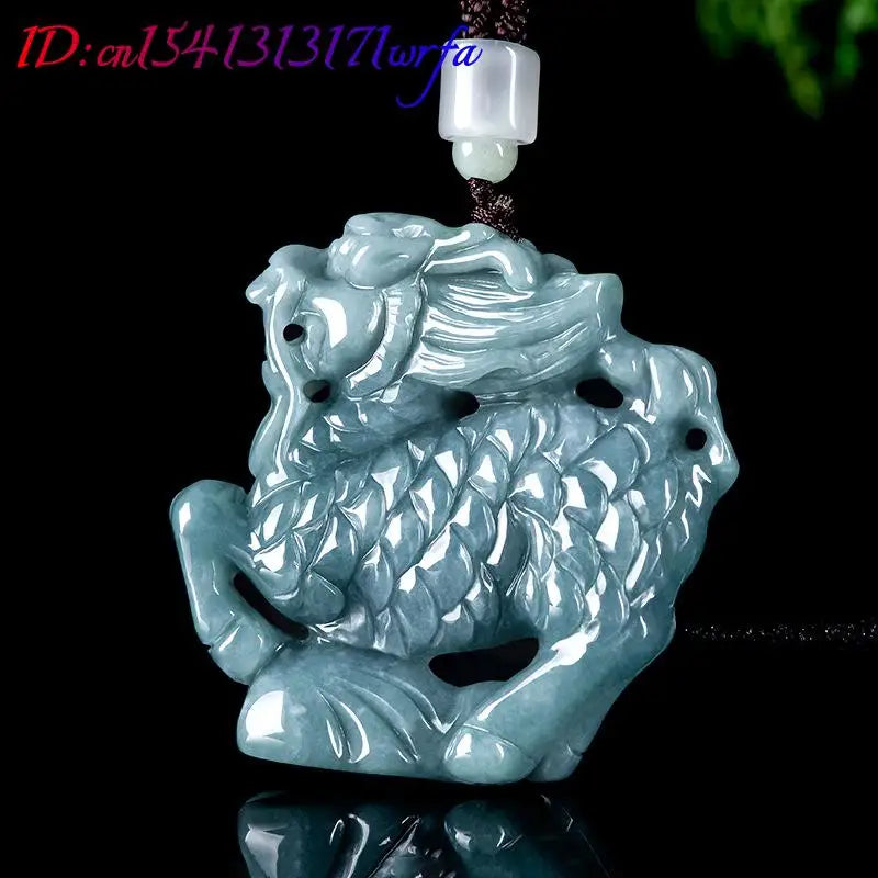 Blue Jadeite Kylin Pendant-ToShay.org