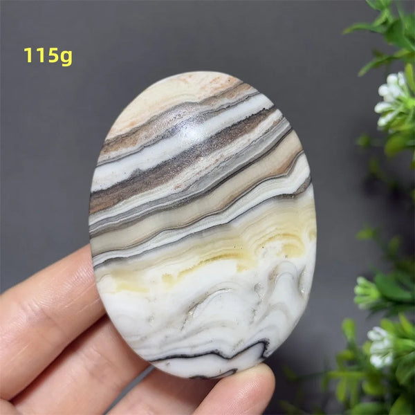 Grey Striped Calcite Palm Stone-ToShay.org
